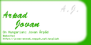 arpad jovan business card